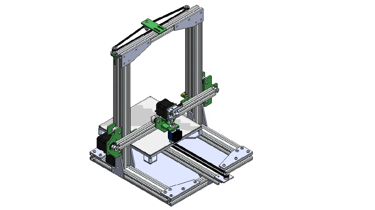 Isometric view of the new 3D printer design